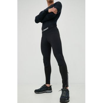 adidas TERREX leggins sport Agravic barbati, culoarea negru, neted de firma originali