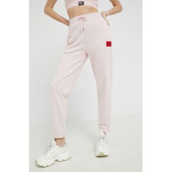 HUGO pantaloni femei, culoarea roz, uni 50455983