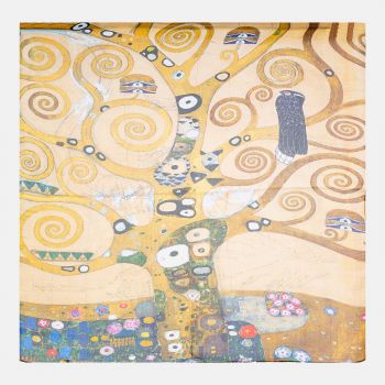 Esarfa patrata cu o singura fata cu imprimata cu reproducere dupa Pomul Vietii - Gustav Klimt