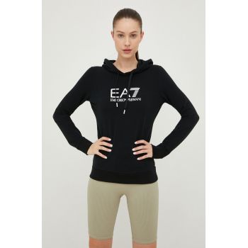 EA7 Emporio Armani bluza femei, culoarea negru, neted