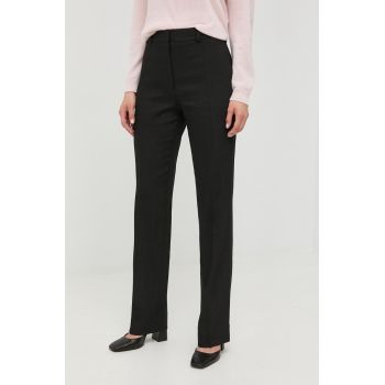 Victoria Beckham pantaloni femei, culoarea negru, drept, high waist