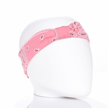 Bentita par elastica cu imprimeu alb pe fond roz