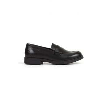 Geox mocasini din piele Agata femei, culoarea negru, cu toc plat