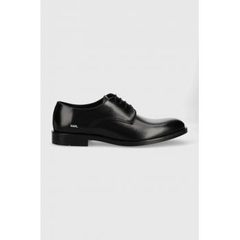 Karl Lagerfeld pantofi de piele Urano Iv barbati, culoarea negru de firma originali