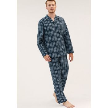 Pijama din amestec de bumbac cu model in carouri