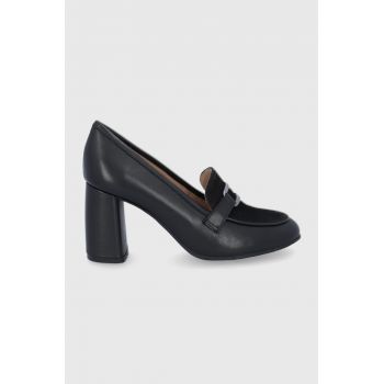 Wojas Pantofi de piele femei, culoarea negru, cu toc drept de firma originali
