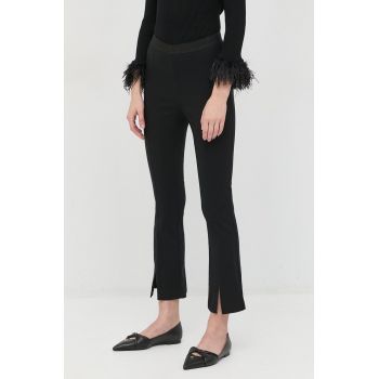 Liviana Conti pantaloni femei, culoarea negru, evazati, high waist