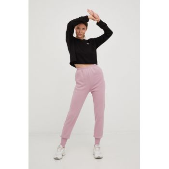 Reebok Classic pantaloni de trening femei, culoarea roz, neted
