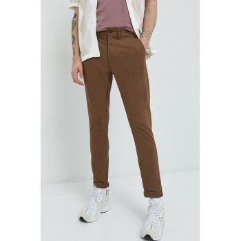 Solid pantaloni barbati, culoarea maro, drept ieftini