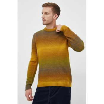 Sisley pulover de lana barbati, culoarea galben, de firma original