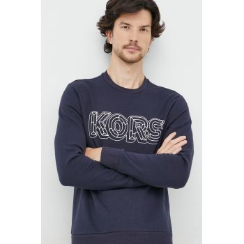 Michael Kors bluza barbati, culoarea albastru marin, cu imprimeu ieftin