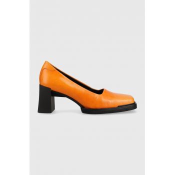 Vagabond Shoemakers pantofi de piele Edwina culoarea portocaliu, cu toc drept de firma originali