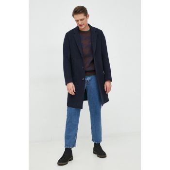 PS Paul Smith palton din lana culoarea albastru marin, de tranzitie de firma original