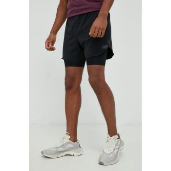 New Balance pantaloni scurți de alergare Q Speed barbati, culoarea negru ieftini