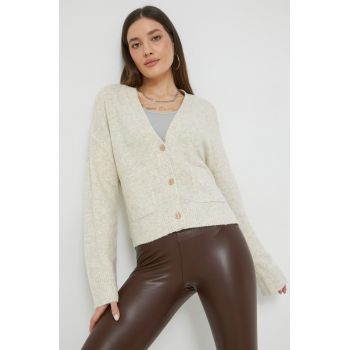 Abercrombie & Fitch cardigan din amestec de lana femei, culoarea bej, light ieftin