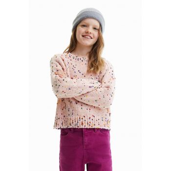 Desigual pulover copii culoarea roz, light