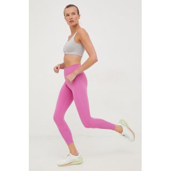 adidas Performance leggins de antrenament Optime femei, culoarea violet, neted