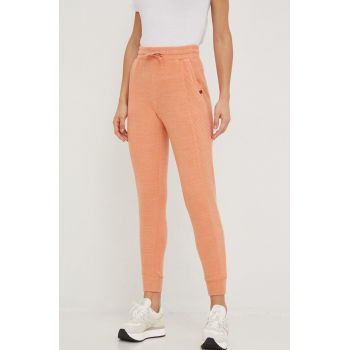 Rip Curl pantaloni de trening femei, culoarea portocaliu, neted de firma original