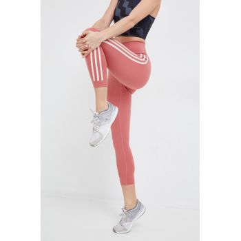 adidas Performance leggins de antrenament Optime Trainicons femei, culoarea roz, cu imprimeu