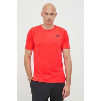 New Balance tricou de alergare Nyc Marathon Q Speed culoarea rosu, neted ieftin