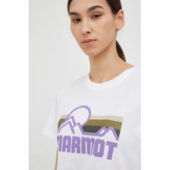 Marmot tricou din bumbac culoarea alb