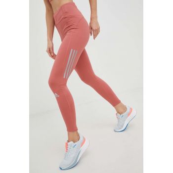 adidas Performance leggins de alergare Own The Run Winter femei, culoarea portocaliu, cu imprimeu