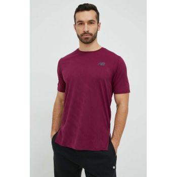 New Balance tricou de alergare Q Speed culoarea bordo, neted ieftin