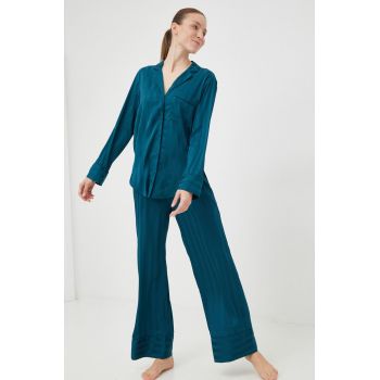 Abercrombie & Fitch camasa de pijama femei, culoarea verde de firma originale