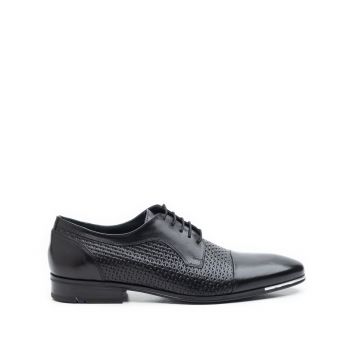 Pantofi barbati eleganti din piele naturala Leofex - 820-1 negru la reducere