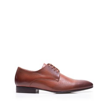 Pantofi eleganti barbati din piele naturala, Leofex - 889 cognac box de firma original