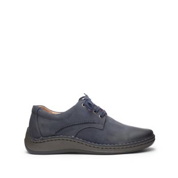 Pantofi casual barbati din piele naturala,Leofex - 918 Blue Nabuc ieftin