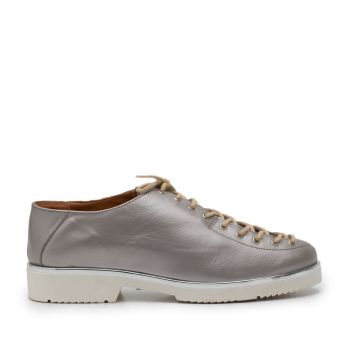 Pantofi casual dama cu siret pana in varf din piele naturala, Leofex- 194-1 Argintiu de firma originala