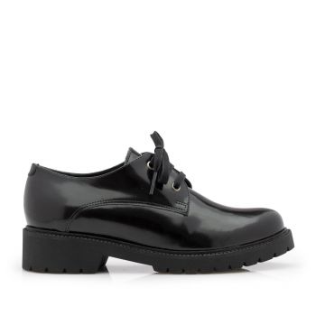 Pantofi casual dama din piele naturala, Leofex - 286 Negru lucios la reducere