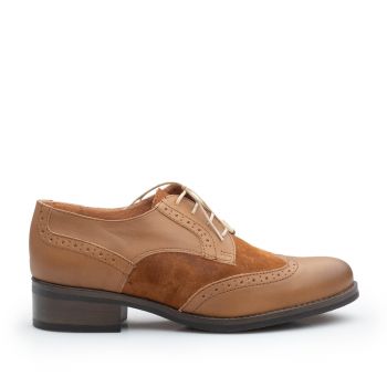 Pantofi casual dama, Oxford din piele naturala, Leofex - 012 Maro box ieftin