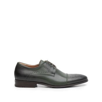 Pantofi eleganți bărbați din piele naturală, Leofex - 529 Verde Box ieftin