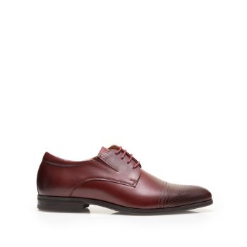Pantofi eleganţi bărbaţi din piele naturală, Leofex - 522 Vişiniu Box de firma original