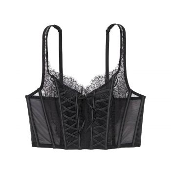 Unlined Lace-Up Corset Top M