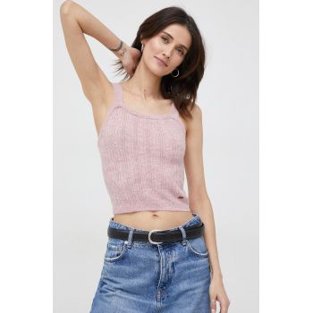 Pepe Jeans tricou din amestec de lana Tiana femei, culoarea roz