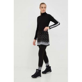 Newland leggins sport Furoki femei, culoarea negru, cu imprimeu