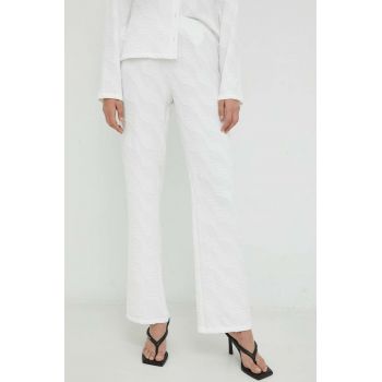 Résumé pantaloni femei, culoarea alb, drept, high waist