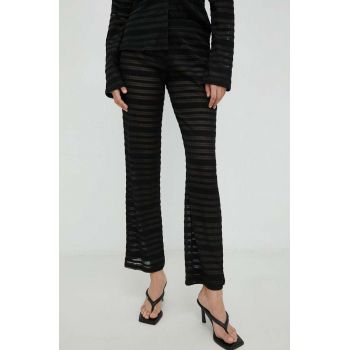 Résumé pantaloni femei, culoarea negru, drept, medium waist