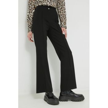 HUGO pantaloni femei, culoarea negru, drept, high waist