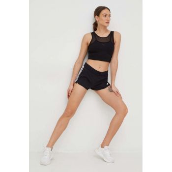 Adidas Performance pantaloni scurți de antrenament Pacer femei, culoarea negru, cu imprimeu, medium waist
