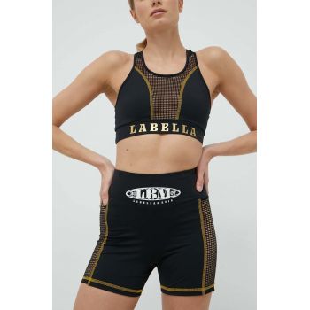 LaBellaMafia pantaloni scurți de antrenament Boxer femei, culoarea negru, cu imprimeu, high waist