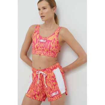 LaBellaMafia top și pantaloni scurți de antrenament Psycle Waves femei, culoarea roz ieftin
