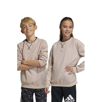 Adidas bluza copii U FLEECE culoarea bej, neted