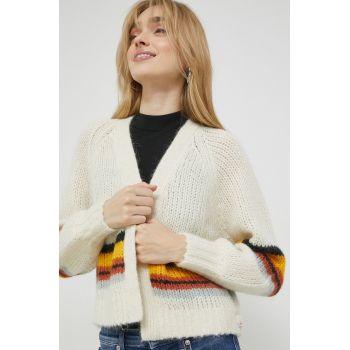 Superdry cardigan din amestec de lana femei, culoarea bej ieftin