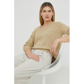American Vintage pulover de lana femei, culoarea bej, light