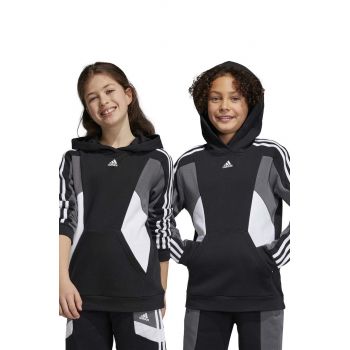 Adidas bluza copii U 3S CB HOODIE culoarea negru, cu glugă, modelator