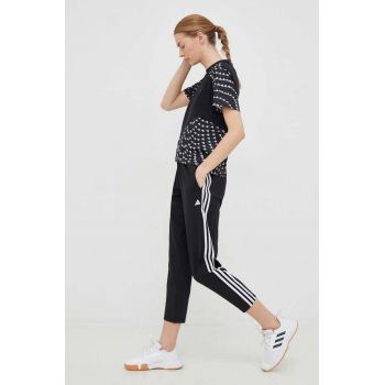 Adidas Performance pantaloni de antrenament femei, culoarea negru, cu imprimeu de firma original